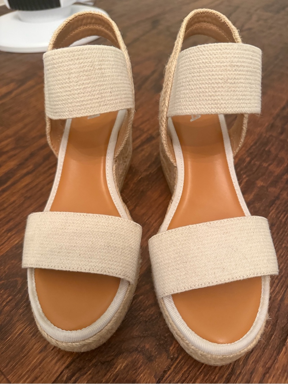 MIA Cream Espadrille Wedge Sandals with Tan Insole